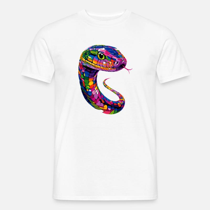 Schlange Python Kobra Klapperschlange Schlangen - Männer T-Shirt - Weiß