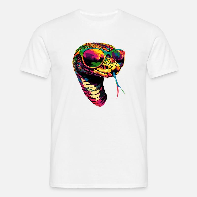 Schlange Python Kobra Klapperschlange Schlangen - Männer T-Shirt - Weiß