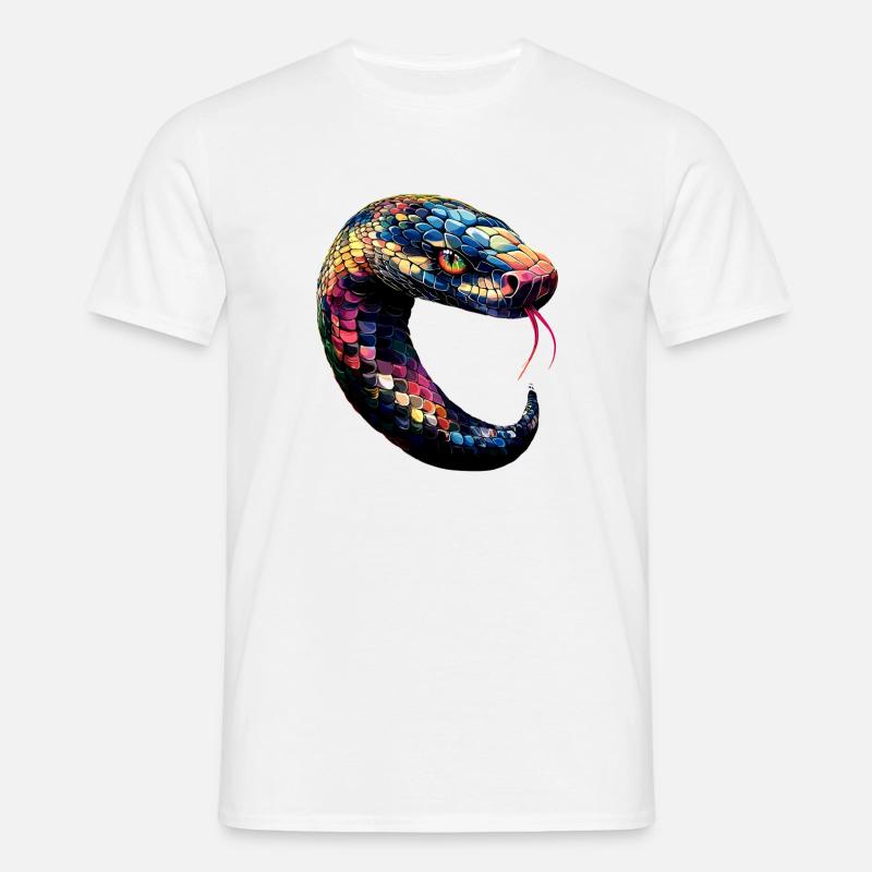 Schlange Python Kobra Klapperschlange Schlangen - Männer T-Shirt - Weiß
