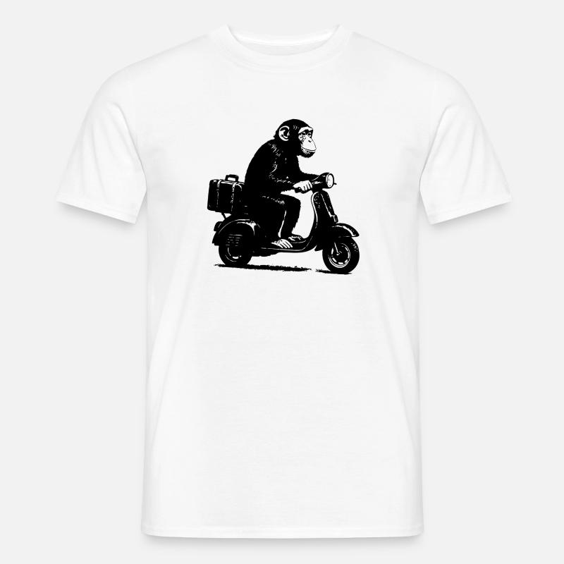 Retro monkey on moped | Scooter monkey - Men’s T-shirt - white