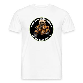 Cute bear on motorcycle with sunglasses - Men's T-Shirt - white - Front - AI Model Male 178 dark (178cm)