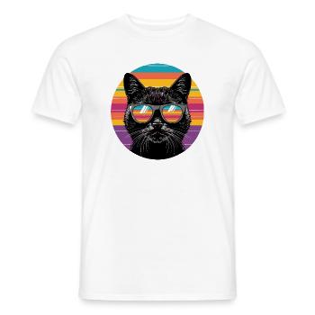 Cool Katzenportrait mit Sonnenbrille - Männer T-Shirt - Weiß - Vorne - AI Model Male 178 dark (178cm)