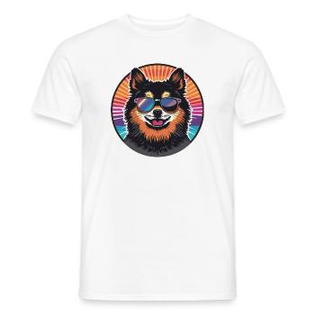 Casual dog with sunglasses in retro design - Men's T-Shirt - white - Front - AI Model Male 178 dark (178cm)