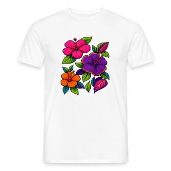 Vibrant Hibiscus Floral Motifs - Men's T-Shirt - white - Front - AI Model Male 178 dark (178cm)