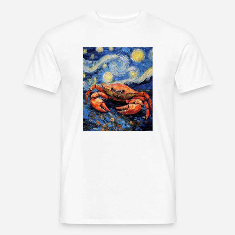 Krabbe Van Gogh Style Starry  - Männer T-Shirt - Weiß
