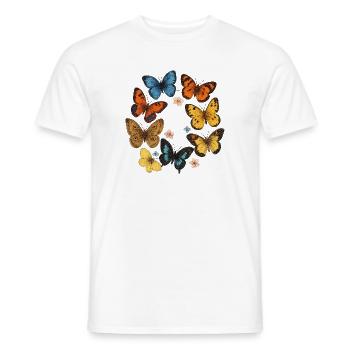 Colorful butterflies on a black background - Men's T-Shirt - white - Front - AI Model Male 178 dark (178cm)