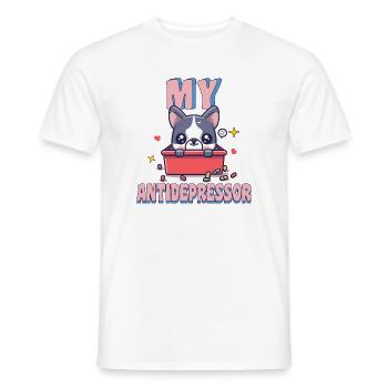 My Antidepressor French Bulldog Dog Humor - Men's T-Shirt - white - Front - AI Model Male 178 dark (178cm)