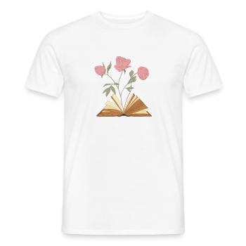 Conception d’illustration de livre floral - T-shirt homme - blanc - Devant - AI Model Male 178 dark (178cm)