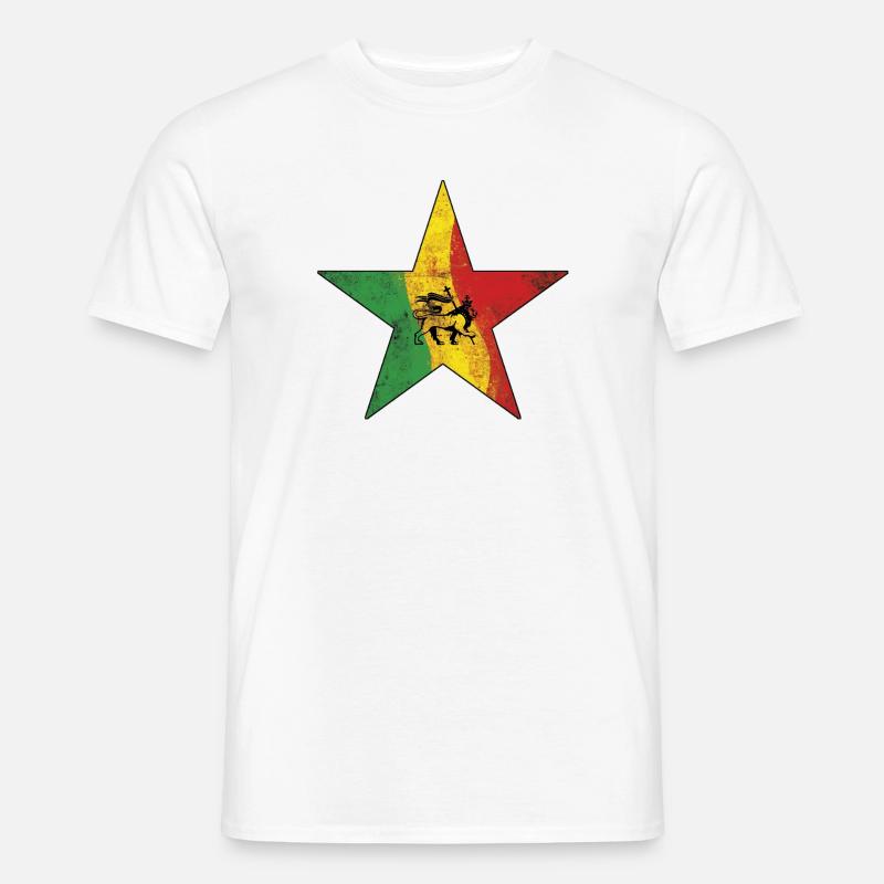 Reggae Löwe mit Rastafarbe - Männer T-Shirt - Weiß
