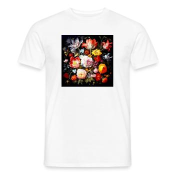 Lebendige Blumenpracht im Barockstil flämisch  - Männer T-Shirt - Weiß - Vorne - AI Model Male 178 dark (178cm)