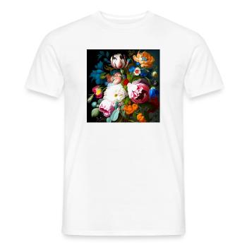 Vineta Flower Bouquet with Flower Variety Flemish - Men's T-Shirt - white - Front - AI Model Male 178 dark (178cm)