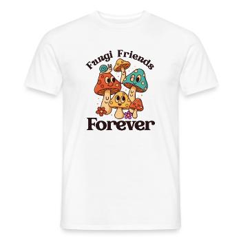 Fungi Friends Forever | Sweet mushroom family - Men's T-Shirt - white - Front - AI Model Male 178 dark (178cm)