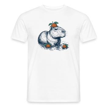 Capybara with orange on her head - Men's T-Shirt - white - Front - AI Model Male 178 dark (178cm)