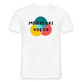 HAPPY NEW YEAR. NEW YEAR'S EVE. NEW YEAR - Men's T-Shirt - white - Front - AI Model Male 178 dark (178cm)