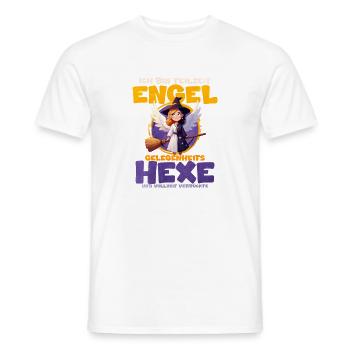 Ange avec bâton de sorcière et chapeau magique - T-shirt homme - blanc - Devant - AI Model Male 178 dark (178cm)