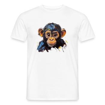 Ausdrucksstarker Affenbabyporträt Kunstdesign - Männer T-Shirt - Weiß - Vorne - AI Model Male 178 dark (178cm)