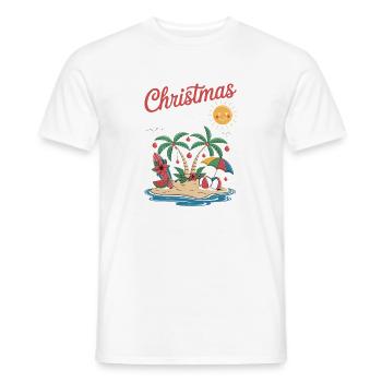 Christmas In July Tropical Christmas Beach - Men's T-Shirt - white - Front - AI Model Male 178 dark (178cm)