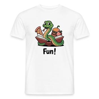 Verspielte Schlange mit Leckereien - Männer T-Shirt - Weiß - Vorne - AI Model Male 178 dark (178cm)