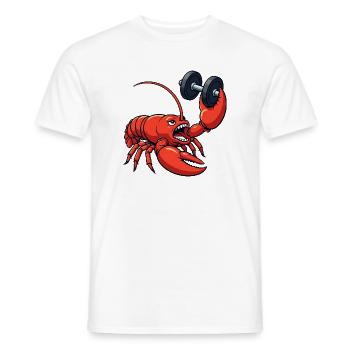 Lustiger Hummer Fitness Hantel Training Cartoon - Männer T-Shirt - Weiß - Vorne - AI Model Male 178 dark (178cm)