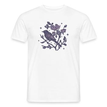 Nachtaktiver Blumenvogel auf Zweig - Männer T-Shirt - Weiß - Vorne - AI Model Male 178 dark (178cm)