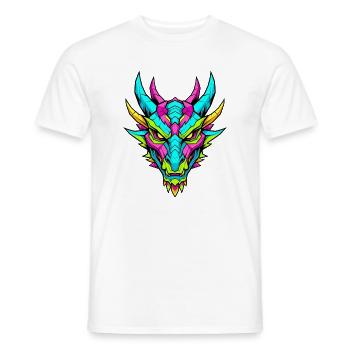 Neon-Drachen-Design für Fantasy und Gaming - Männer T-Shirt - Weiß - Vorne - AI Model Male 178 dark (178cm)