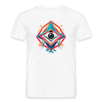 Futuristic Eye in Geometric Nexus - Men's T-Shirt - white - Front - AI Model Male 178 dark (178cm)