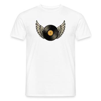 Vinyl Record with Grand Piano | Vinylover Wings Design - Men's T-Shirt - white - Front - AI Model Male 178 dark (178cm)