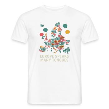 Language diversity Europe languages colorful - Men's T-Shirt - white - Front - AI Model Male 178 dark (178cm)