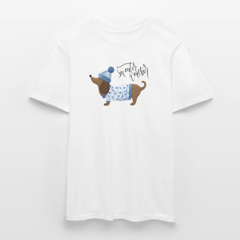 Teckel avec pull et chapeau Pull Météo bleu T-shirt homme