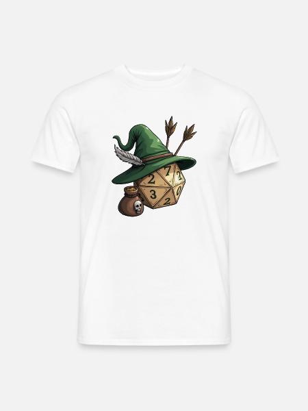 W20 mit Jägerhut & Pfeilen – Fantasy Dice - Männer T-Shirt - Weiß