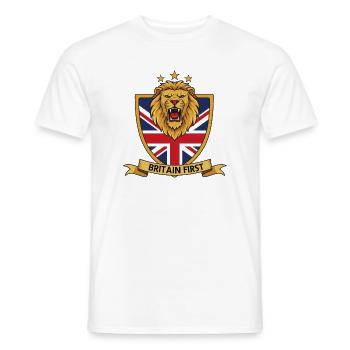 Lion de Grande-Bretagne Union Jack insigne - T-shirt homme - blanc - Devant - AI Model Male 178 dark (178cm)