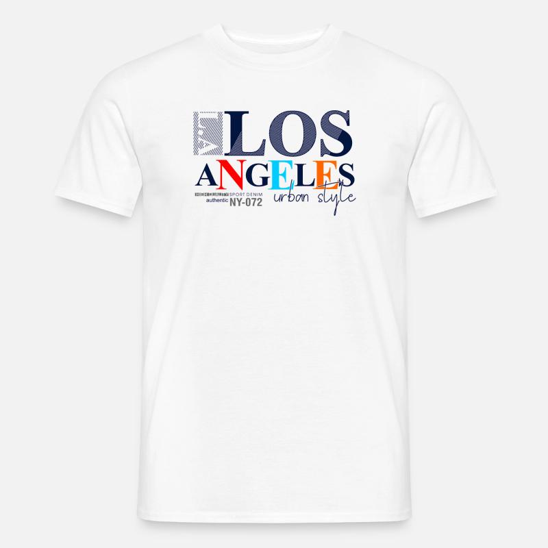 Lebendiges Stadtbild mit buntem Text - Männer T-Shirt - Weiß