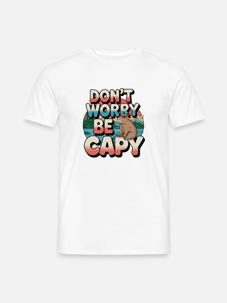 Don't Worry Be Capy Retro Stil Abenteuer - Männer T-Shirt - Weiß