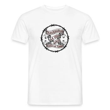 Inspirational saying in vintage tattoo style - Men's T-Shirt - white - Front - AI Model Male 178 dark (178cm)