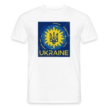 Lebendiges ukrainisches Emblem T-Shirt-Design - Männer T-Shirt - Weiß - Vorne - AI Model Male 178 dark (178cm)