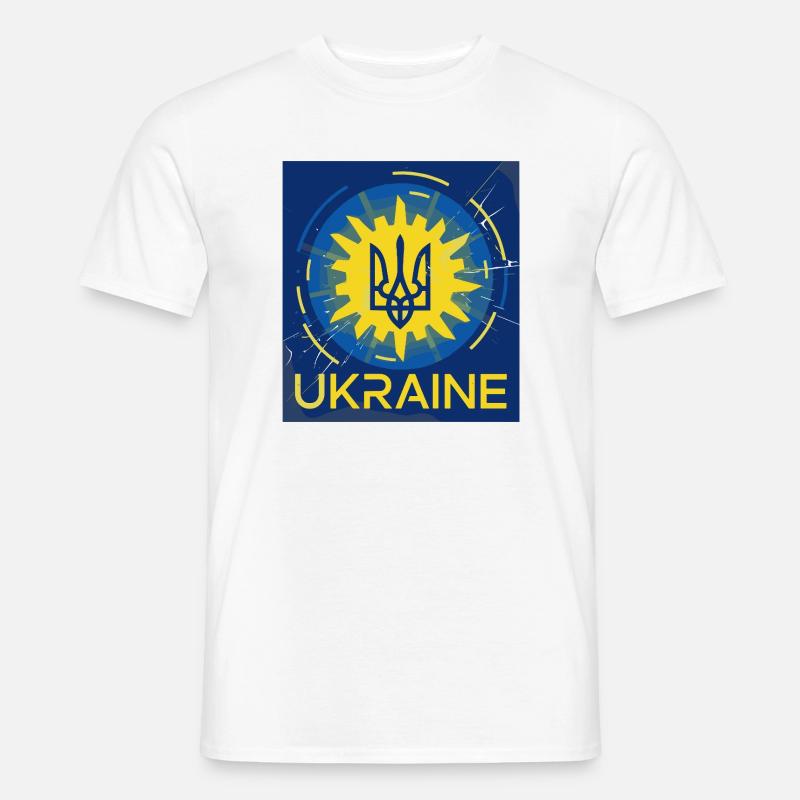 Lebendiges ukrainisches Emblem T-Shirt-Design - Männer T-Shirt - Weiß