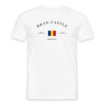 Bran Castle Romania – Holiday Souvenir & Gift - Men's T-Shirt - white - Front - AI Model Male 178 dark (178cm)