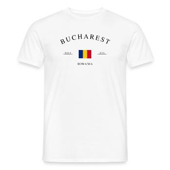 Bucharest Romania – Holiday Souvenir & Gift - Men's T-Shirt - white - Front - AI Model Male 178 dark (178cm)