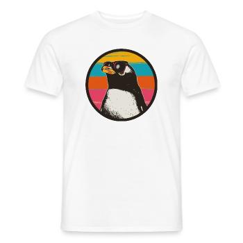 Penguin with Retro Sunset - Männer T-Shirt - Weiß - Vorne - AI Model Male 178 dark (178cm)