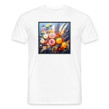 Bouquet floral automnal broderie tapisserie - T-shirt homme - blanc - Devant - AI Model Male 178 dark (178cm)