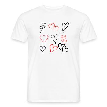 Heart Sketches Artistic Love Motif - Men's T-Shirt - white - Front - AI Model Male 178 dark (178cm)