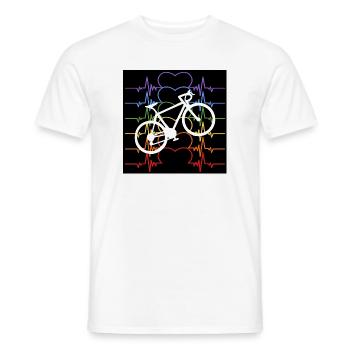 HEARTBEAT CYCLIST BICYCLE RAINBOW COLORS - Men's T-Shirt - white - Front - AI Model Male 178 dark (178cm)