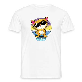 Cool Cat with Sunglasses - Men's T-Shirt - white - Front - AI Model Male 178 dark (178cm)