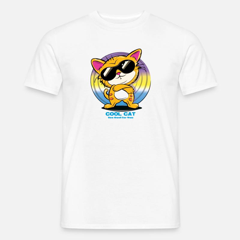 Coole Katze mit Sonnenbrille - Männer T-Shirt - Weiß
