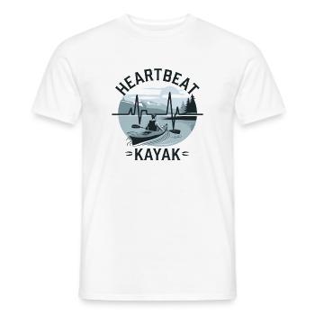 Paddling Heartbeat Adventure Nature Kayak Lake - Men's T-Shirt - white - Front - AI Model Male 178 dark (178cm)