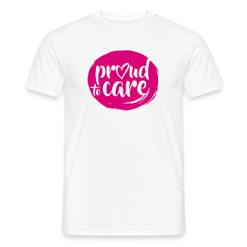 Design Proud to Care (rond) - T-shirt homme - blanc - Devant - AI Model Male 178 dark (178cm)