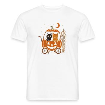 Katzen im Halloween-Kürbiswagen - Männer T-Shirt - Weiß - Vorne - AI Model Male 178 dark (178cm)