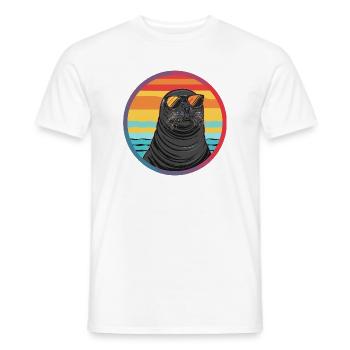 Seal with sunglasses - Men's T-Shirt - white - Front - AI Model Male 178 dark (178cm)