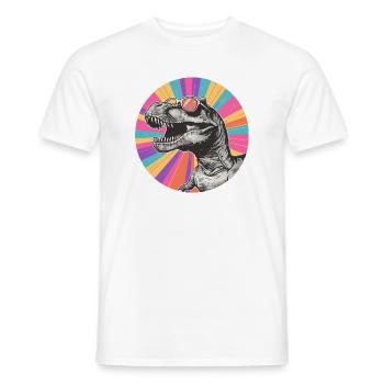 Dinosaur Comic with Sunglasses - Men's T-Shirt - white - Front - AI Model Male 178 dark (178cm)