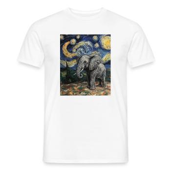 Éléphant Van Gogh Style Nuit étoilée - T-shirt homme - blanc - Devant - AI Model Male 178 dark (178cm)